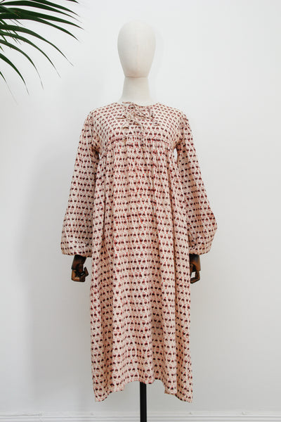 1970's Indian Cotton Block Smock Dress