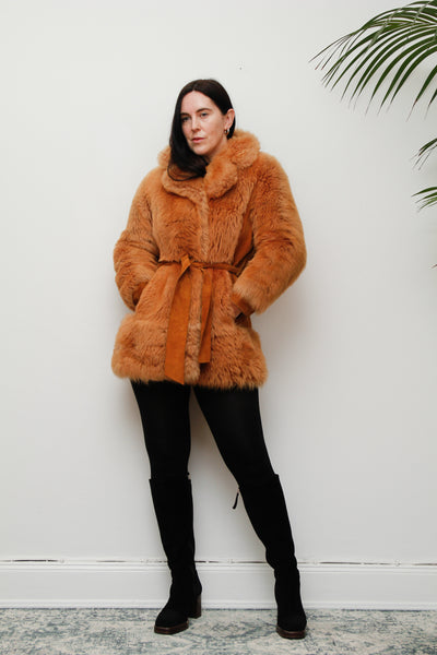 1970's Tan Lamb Shearling Fluffy Sheepskin Coat