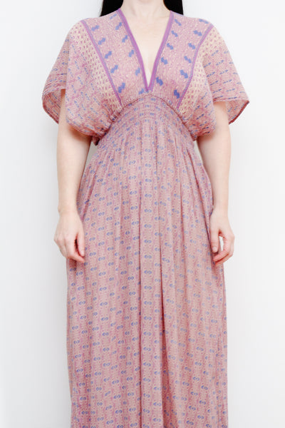 Vintage Floral Indian Cotton Maxi Kaftan