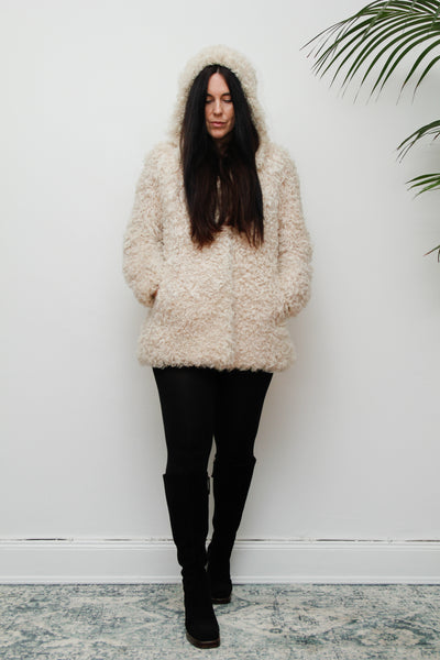 1970's Mongolian Curly Lamb Sheepskin Coat