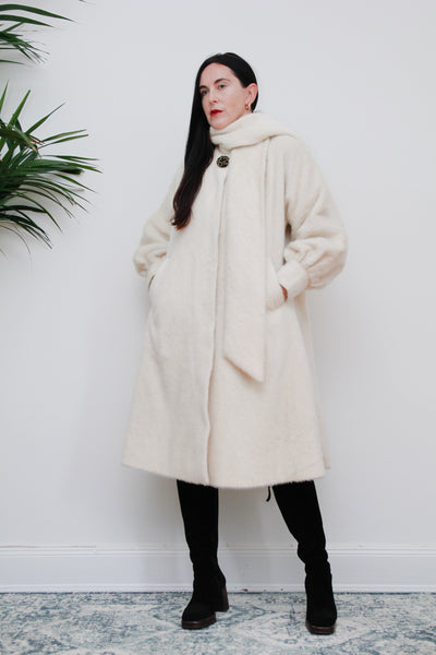 1980's Rare Cream Lama Wool Cape Coat