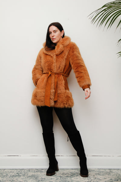 1970's Tan Lamb Shearling Fluffy Sheepskin Coat