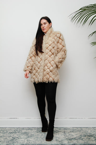 1970's Mongolian Curly Lamb Sheepskin Coat