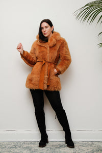 1970's Tan Lamb Shearling Fluffy Sheepskin Coat