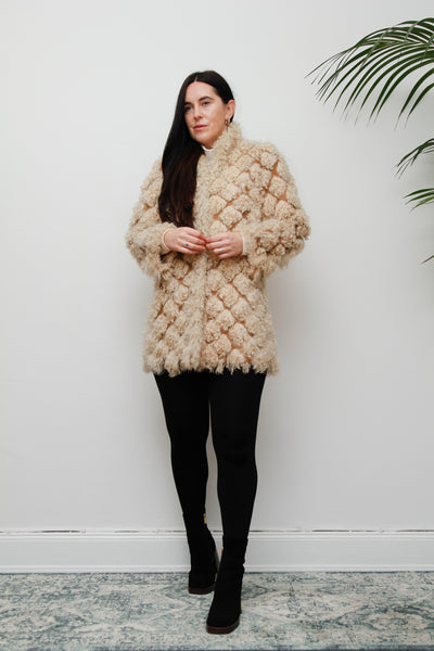 1970's Mongolian Curly Lamb Sheepskin Coat