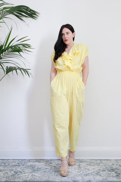 1970's Frilly Cotton Overall Jumpsuit