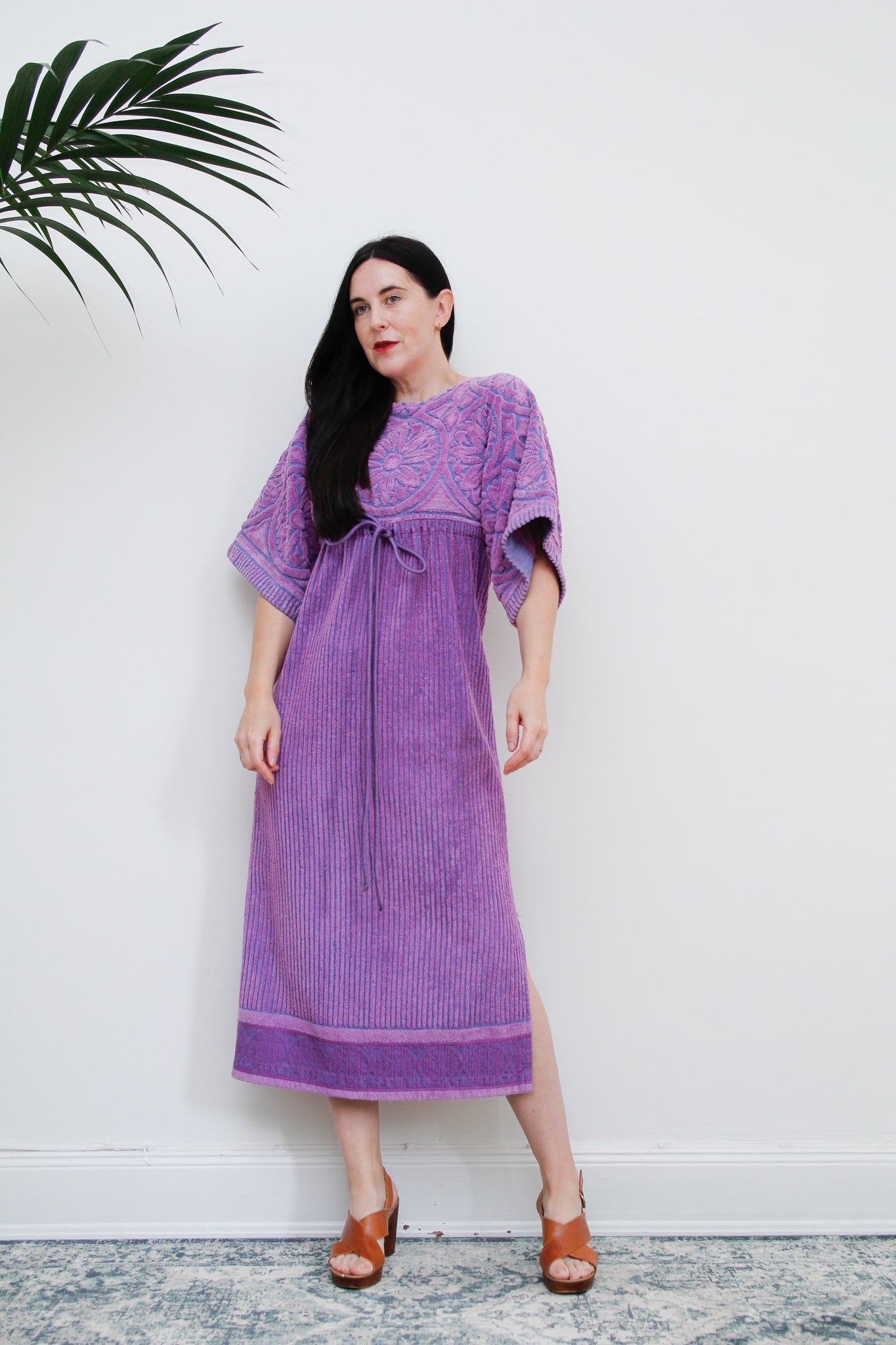 1970's Paisley Floral Toweling Maxi Kaftan