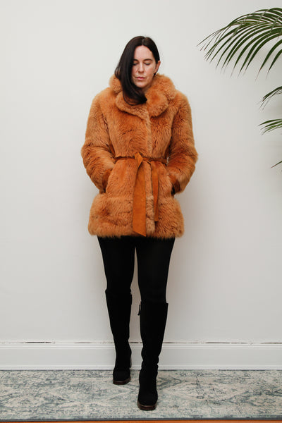 1970's Tan Lamb Shearling Fluffy Sheepskin Coat