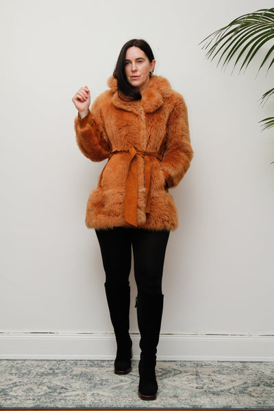 1970's Tan Lamb Shearling Fluffy Sheepskin Coat