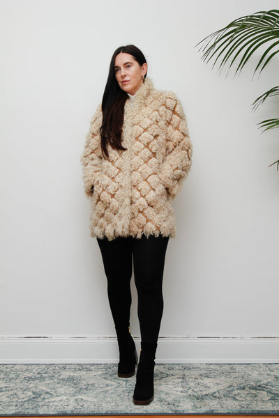 1970's Mongolian Curly Lamb Sheepskin Coat