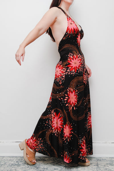 Stunning 1970s Vintage Floral Palazzo Jumpsuit – Floral Boho Style