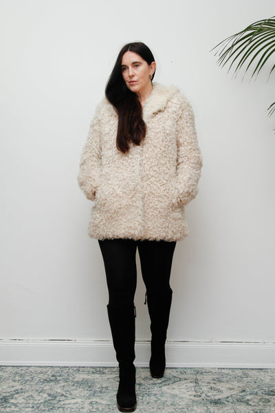 1970's Mongolian Curly Lamb Sheepskin Coat