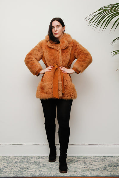 1970's Tan Lamb Shearling Fluffy Sheepskin Coat