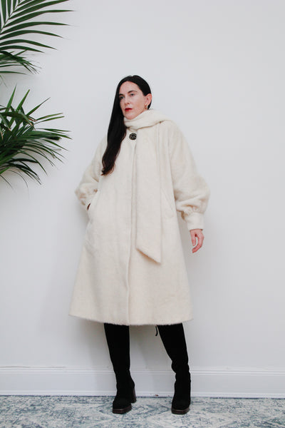 1980's Rare Cream Lama Wool Cape Coat