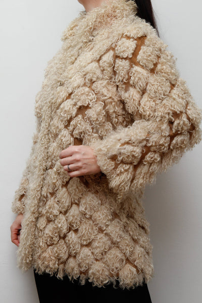 1970's Mongolian Curly Lamb Sheepskin Coat