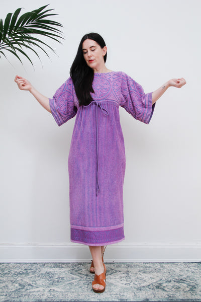 1970's Paisley Floral Toweling Maxi Kaftan