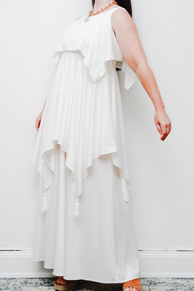 Ethereal 1970s Grecian White Maxi Dress – Vintage John Charles