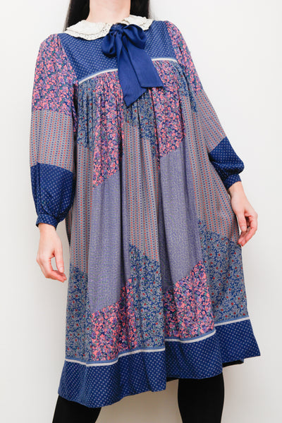 1970's Rene Derhy Patchwork Floral Cotton Dress