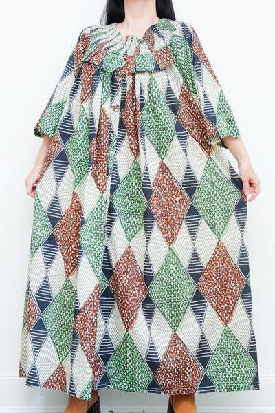 1970's  African Smock Maxi Cotton Dress