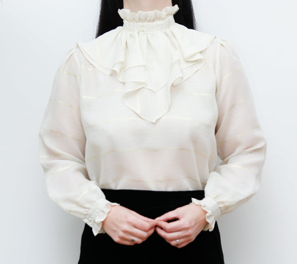 1970's Gothic Cream Gold Filly Blouse