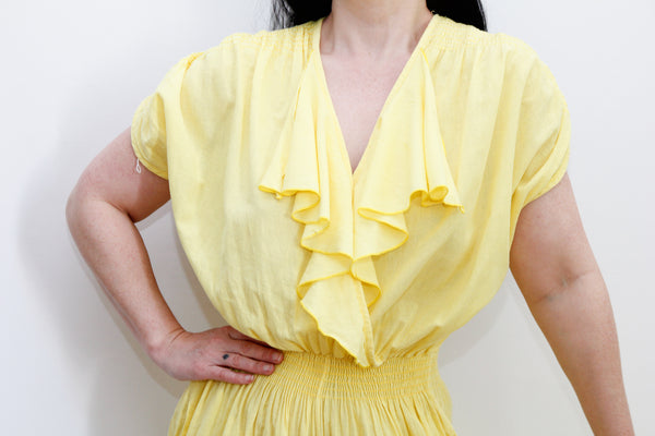 1970's Frilly Cotton Overall Jumpsuit