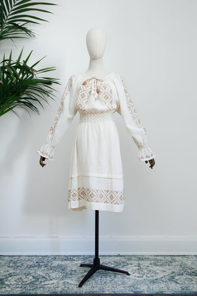1970's Hungarian Floral Folklore Embroidered Traditional Dress