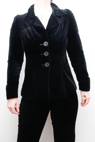 1970's Vintage Velvet Black Blazer Suit Jacket