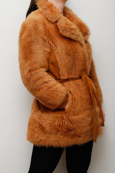 1970's Tan Lamb Shearling Fluffy Sheepskin Coat