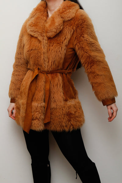 1970's Tan Lamb Shearling Fluffy Sheepskin Coat