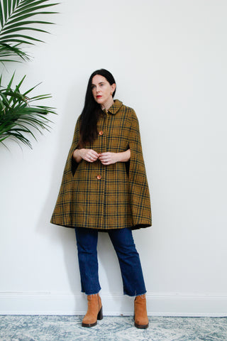 Vintage 1970's Tartan Wool Cape