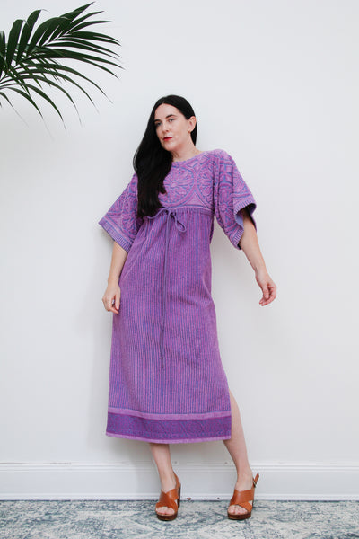 1970's Paisley Floral Toweling Maxi Kaftan