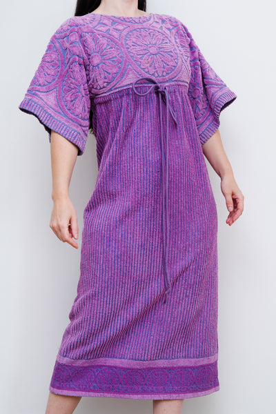 1970's Paisley Floral Toweling Maxi Kaftan