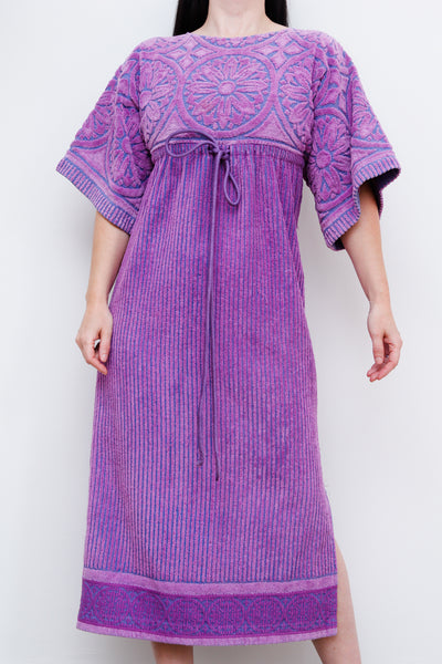 1970's Paisley Floral Toweling Maxi Kaftan