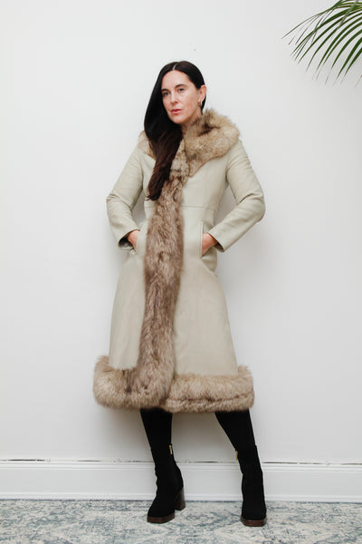 Vintage Leather Fox Fur Princess Coat