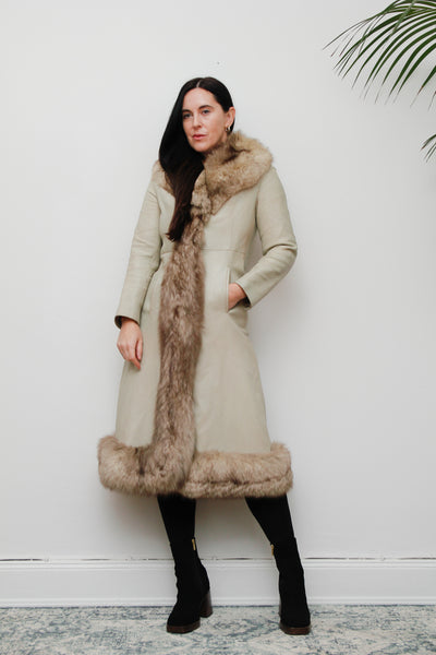 Vintage Leather Fox Fur Princess Coat