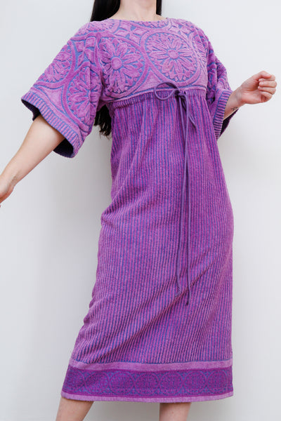 1970's Paisley Floral Toweling Maxi Kaftan