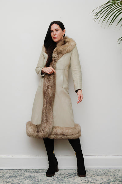 Vintage Leather Fox Fur Princess Coat