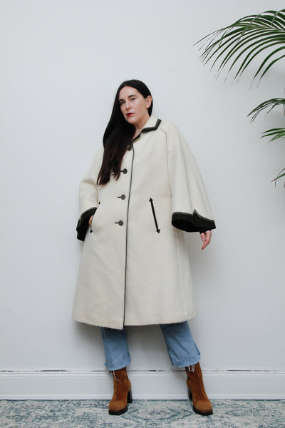 Vintage Cream Wool Cape Coat