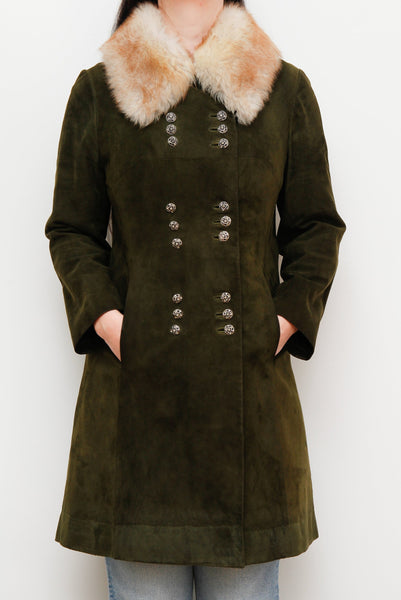 1970's Green Suede Penny Lane Sheepskin Coat