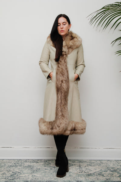 Vintage Leather Fox Fur Princess Coat