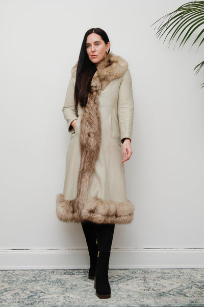 Vintage Leather Fox Fur Princess Coat