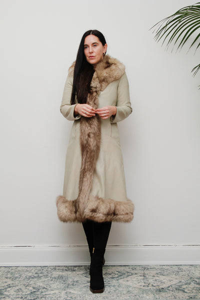 Vintage Leather Fox Fur Princess Coat