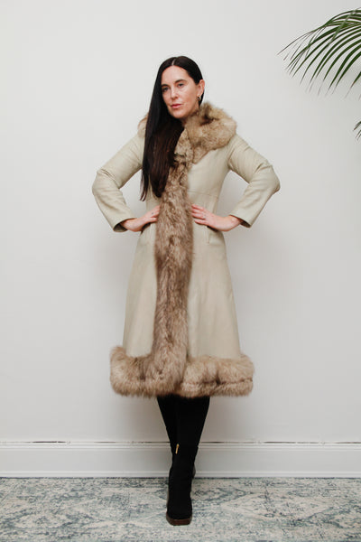 Vintage Leather Fox Fur Princess Coat