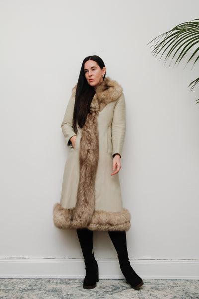 Vintage Leather Fox Fur Princess Coat