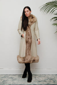 Vintage Leather Fox Fur Princess Coat