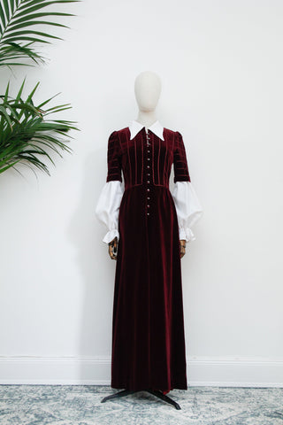 1970's Rare Bishop Sleeve Velvet Maxi Dress