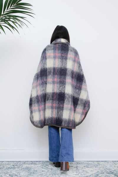 1970's Tartan Mohair Blanket Wool Cape