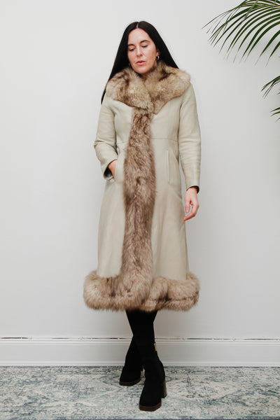 Vintage Leather Fox Fur Princess Coat