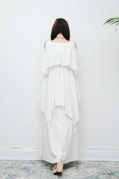 Ethereal 1970s Grecian White Maxi Dress – Vintage John Charles