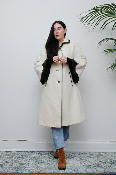 Vintage Cream Wool Cape Coat